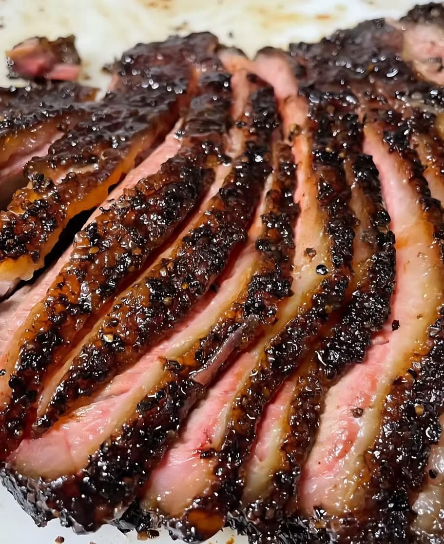 Sliced smoked brisket